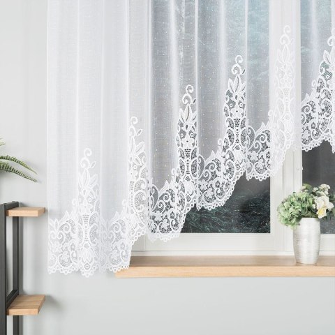 BERENIKA Firanka żakardowa gotowa, szerokość 430 x wysokość 160cm, kolor 001 biały 004304/FBL/001/430160/1