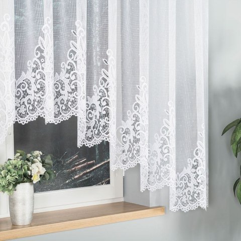 BERENIKA Firanka żakardowa gotowa, szerokość 430 x wysokość 160cm, kolor 001 biały 004304/FBL/001/430160/1