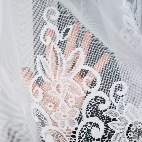 BERENIKA Firanka żakardowa gotowa, szerokość 430 x wysokość 160cm, kolor 001 biały 004304/FBL/001/430160/1