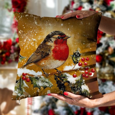 ELEGANCKI RUDZIK Poszewka dekoracyjna VELVET, 40x40cm, kolor 014 złoto-brązowy PBN339/POP/014/040040/1