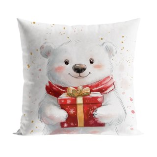 MISIEK, BAJKOWE ŚWIĘTA Poszewka dekoracyjna VELVET, 40x40cm, kolor 001 biały PBN357/POP/001/040040/1