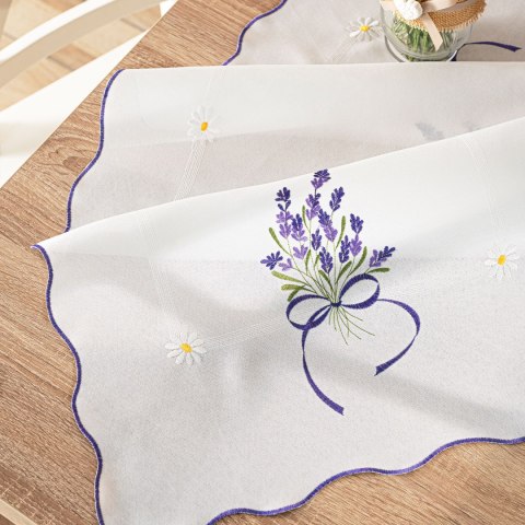 LAWENDOWA POLANA Bieżnik z haftem, szerokość 38cm x wysokość 160cm, kolor 001 biały 291771/KSP/001/038160/1