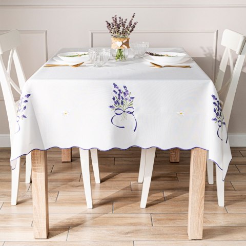 LAWENDOWA POLANA Obrus z haftem, szerokość 140cm x wysokość 180cm, kolor 001 biały 291771/KSP/001/140180/1