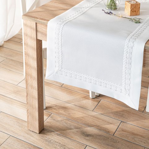 MODENA Bieżnik z gipiurą, szerokość 38cm x wysokość 160cm, kolor 001 biały 202725/KSP/L01/038160/1