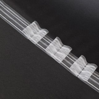 Taśma podwójna zakładka 5cm, marszczenie 1:2,5 transparentna z białym sznurkiem, FM050-22-1C3 TASMAA/U2Z/250/005000/1