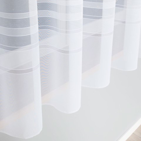 ZOJA Firanka żakardowa odpasowana na prosto ze wzorem pasowym, szerokość 400 x wysokość 160cm, kolor 001 biały 000303/FOP/001/00