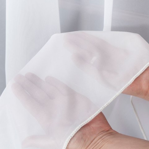 ZOJA Firanka żakardowa odpasowana na prosto ze wzorem pasowym, szerokość 400 x wysokość 160cm, kolor 001 biały 000303/FOP/001/00