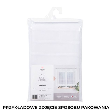 ZOJA Firanka żakardowa odpasowana na prosto ze wzorem pasowym, szerokość 400 x wysokość 160cm, kolor 001 biały 000303/FOP/001/00