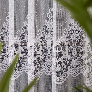 Firanka żakardowa ze wzorem pasowym, wysokość 170cm, kolor 001 biały 019461/000/001/000170/1