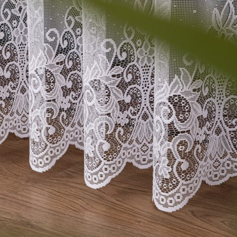 Firanka żakardowa ze wzorem pasowym, wysokość 250cm, kolor 001 biały 019461/000/001/000250/1