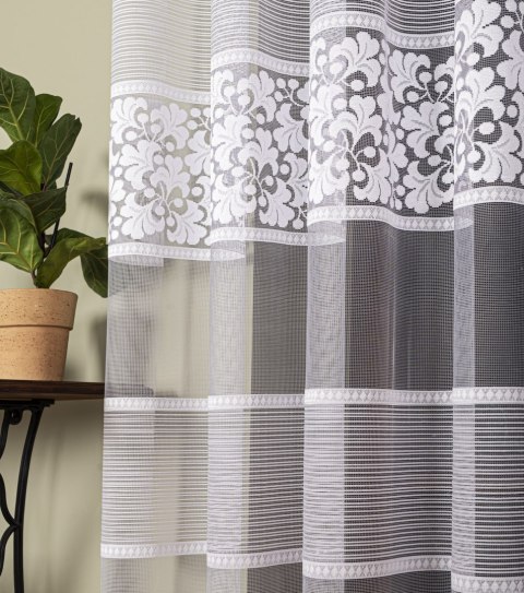 Firanka żakardowa na metry 017563 wysokość 160 cm kolor biały