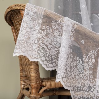 Firanka żakardowa ze wzorem po całości, wysokość 175cm, kolor 001 biały 131011/000/001/000175/1