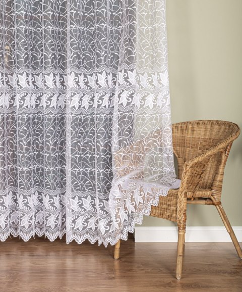 Firanka żakardowa na metry 049348 wysokość 250 cm kolor biały