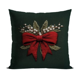 KOKARDA Z EFEKTEM WYSZYWANIA Poszewka dekoracyjna VELVET, 40x40cm, kolor 002 zielony PBN364/POP/002/040040/1