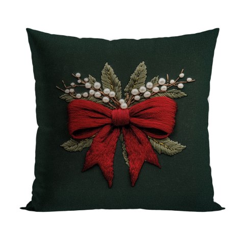KOKARDA Z EFEKTEM WYSZYWANIA Poszewka dekoracyjna VELVET, 40x40cm, kolor 002 zielony PBN364/POP/002/040040/1