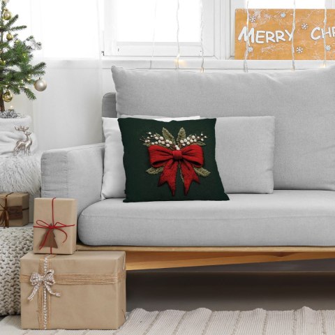 KOKARDA Z EFEKTEM WYSZYWANIA Poszewka dekoracyjna VELVET, 40x40cm, kolor 002 zielony PBN364/POP/002/040040/1