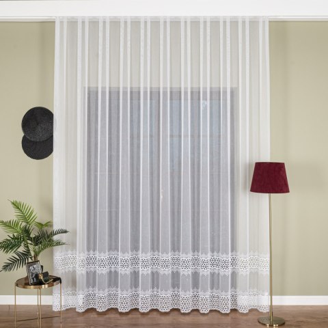 Firanka z aplikacją na markizecie, wysokość 280cm, kolor 001 biały 081574/433/001/000280/1
