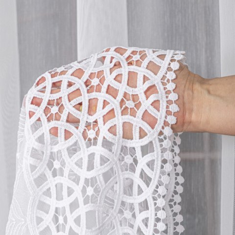 Firanka z aplikacją na markizecie, wysokość 280cm, kolor 001 biały 081574/433/001/000280/1