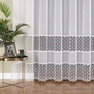 Firanka z aplikacją na markizecie, wysokość 280cm, kolor 001 biały 081947/433/001/000280/1