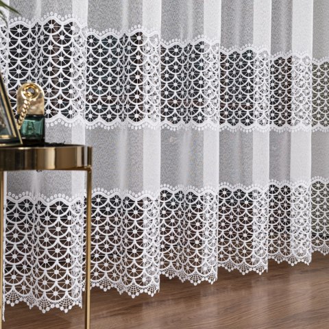 Firanka z aplikacją na markizecie, wysokość 280cm, kolor 001 biały 081947/433/001/000280/1