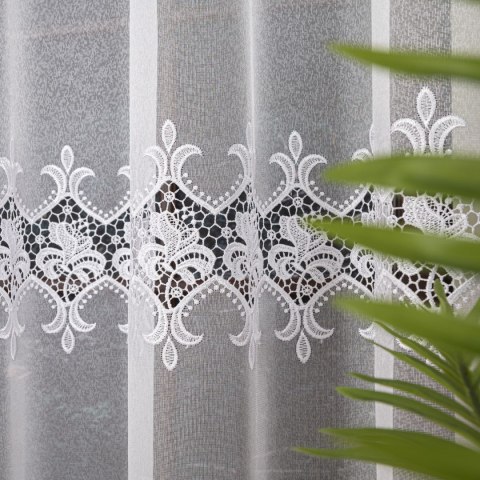 Firanka z aplikacją, wysokość 175cm, kolor 001 biały 112851/433/001/000175/1