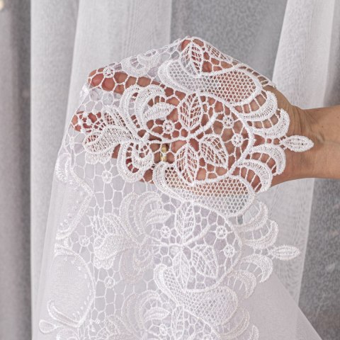 Firanka z aplikacją, wysokość 175cm, kolor 001 biały 112851/433/001/000175/1