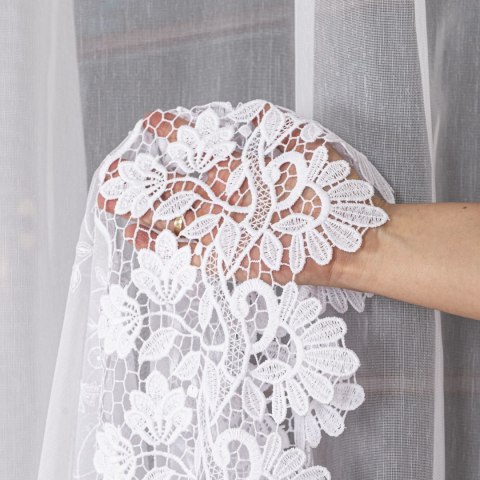 Firanka z aplikacją, wysokość 175cm, kolor 001 biały 113080/768/001/000175/1