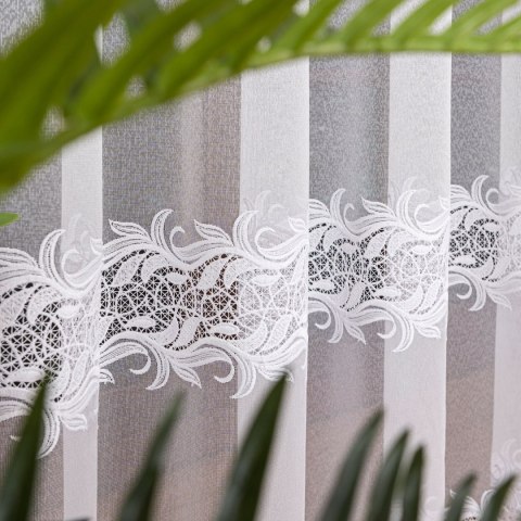 Firanka z aplikacją, wysokość 175cm, kolor 001 biały 113084/433/001/000175/1