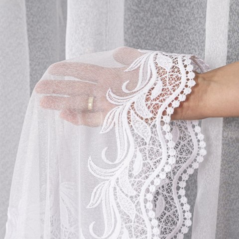 Firanka z aplikacją, wysokość 175cm, kolor 001 biały 113084/433/001/000175/1