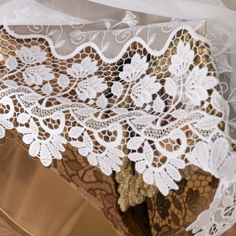 Firanka z aplikacją, wysokość 280cm, kolor 001 biały 113080/768/001/000280/1