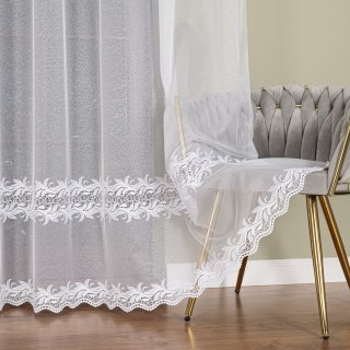 Firanka z aplikacją, wysokość 280cm, kolor 001 biały 113084/433/001/000280/1