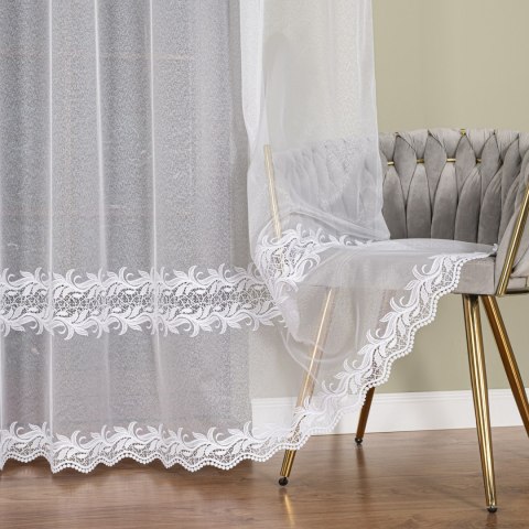 Firanka z aplikacją, wysokość 280cm, kolor 001 biały 113084/433/001/000280/1