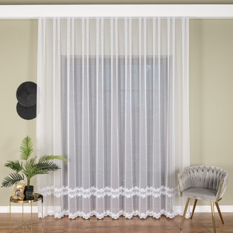 Firanka z aplikacją, wysokość 280cm, kolor 001 biały 113084/433/001/000280/1
