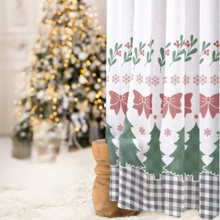 KRATA PATCHWORK Z JELONKIEM I KOKARDĄ Firana z ołowianką ETAMINA wzór od dołu, wysokość 295cm, kolor 001 biały DBN351/ETO/D01/00