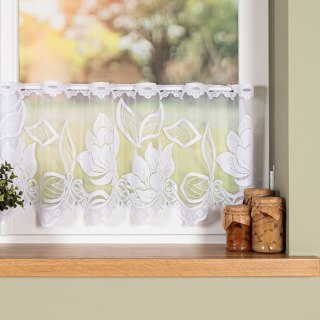 Zazdrostka żakardowa ze wzorem po całości, wysokość 30cm, kolor 001 biały 023338/000/001/000030/1