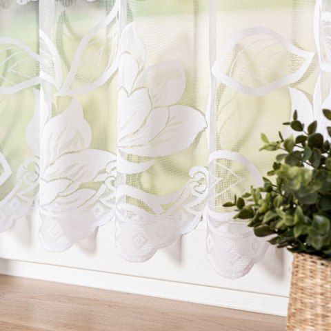 Zazdrostka żakardowa ze wzorem po całości, wysokość 30cm, kolor 001 biały 023338/000/001/000030/1