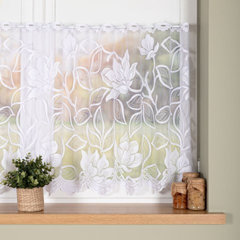 Zazdrostka żakardowa na metry 023338 wysokość 80 cm kolor biały