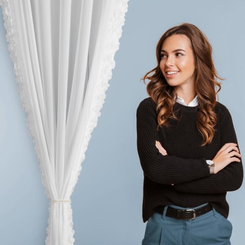 FIRANA GOTOWA LUISA NA TAŚMIE 140 X 250 CM BIAŁY