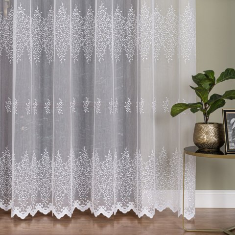 Firanka haftowana na metry FH0043 wysokość 300 cm kolor biały