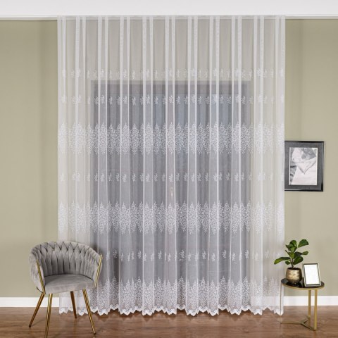 Firanka haftowana na metry FH0043 wysokość 300 cm kolor biały