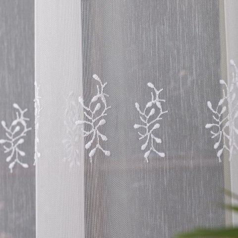 Firanka haftowana na metry FH0043 wysokość 300 cm kolor biały