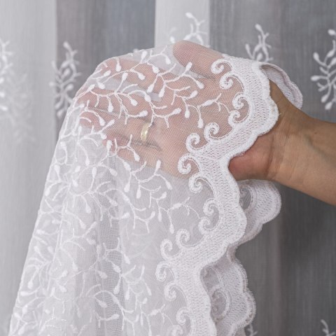 Firanka haftowana na metry FH0043 wysokość 300 cm kolor biały