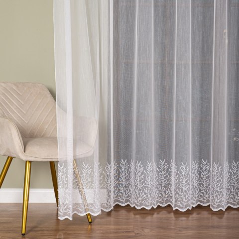 Firanka haftowana na metry FH0048 wysokość 300 cm kolor biały