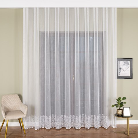 Firanka haftowana na metry FH0048 wysokość 300 cm kolor biały