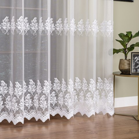 Firanka haftowana na metry FH0047 wysokość 300 cm kolor biały