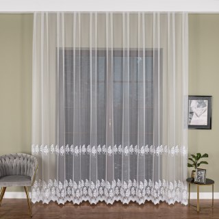 Firanka haftowana na metry FH0047 wysokość 300 cm kolor biały