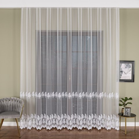 Firanka haftowana na metry FH0047 wysokość 300 cm kolor biały