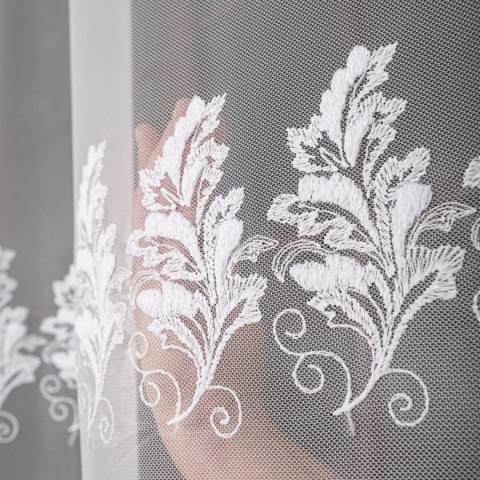 Firanka haftowana na metry FH0047 wysokość 300 cm kolor biały