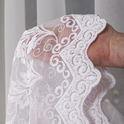 Firanka haftowana na metry FH0047 wysokość 300 cm kolor biały
