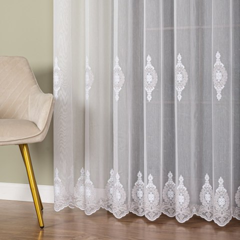 Firanka haftowana na metry FH0030 wysokość 285 cm kolor biały